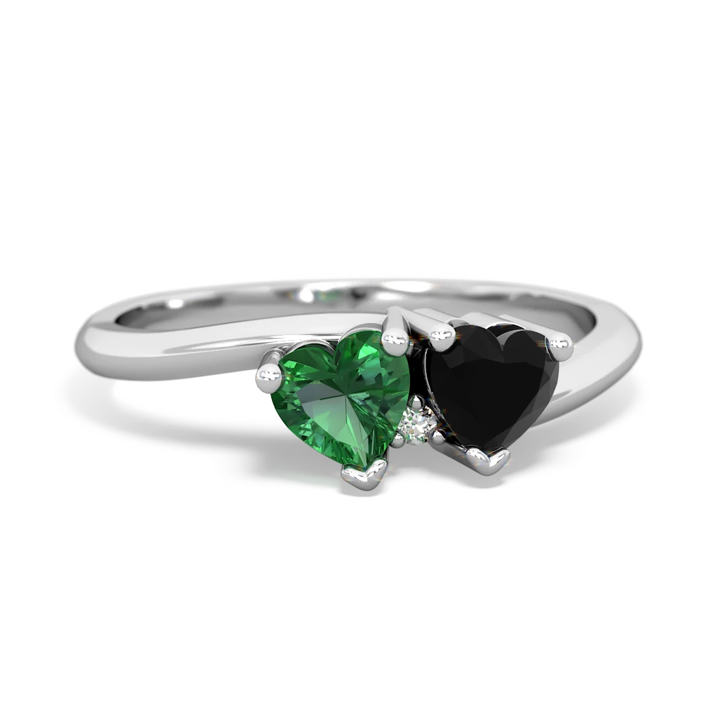 Lab Emerald Sweethearts 14K White Gold ring R5260