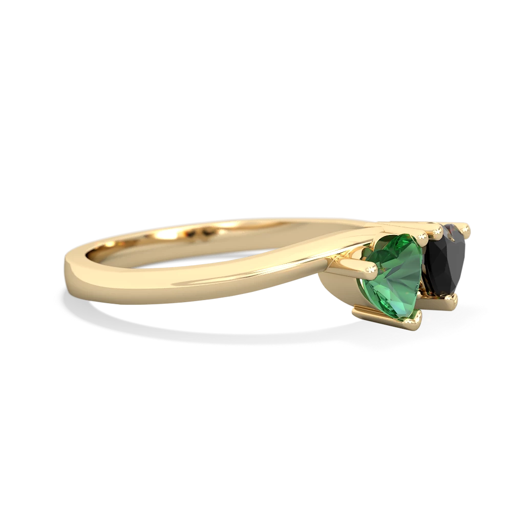 Lab Emerald Sweethearts 14K Yellow Gold ring R5260