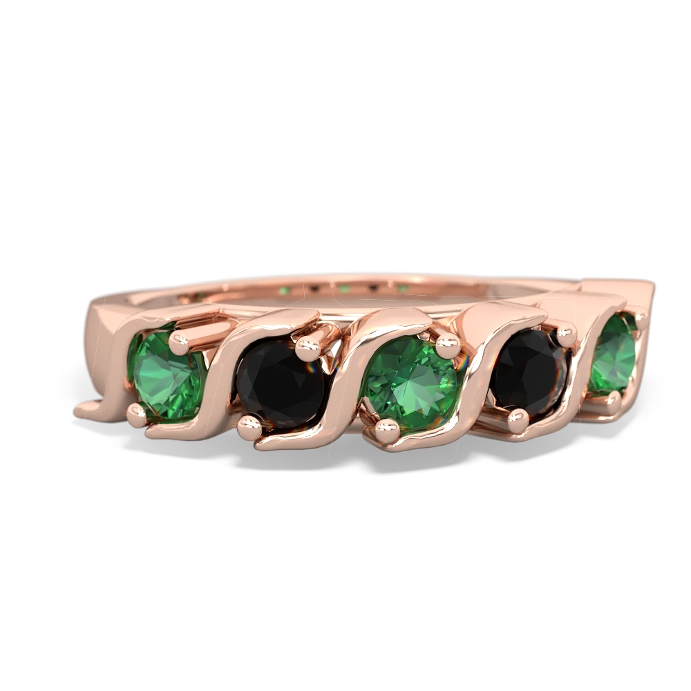 Lab Emerald Anniversary Band 14K Rose Gold ring R2089