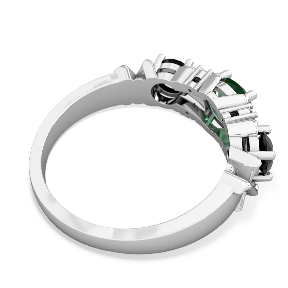 Lab Emerald Hugs And Kisses 14K White Gold ring R5016