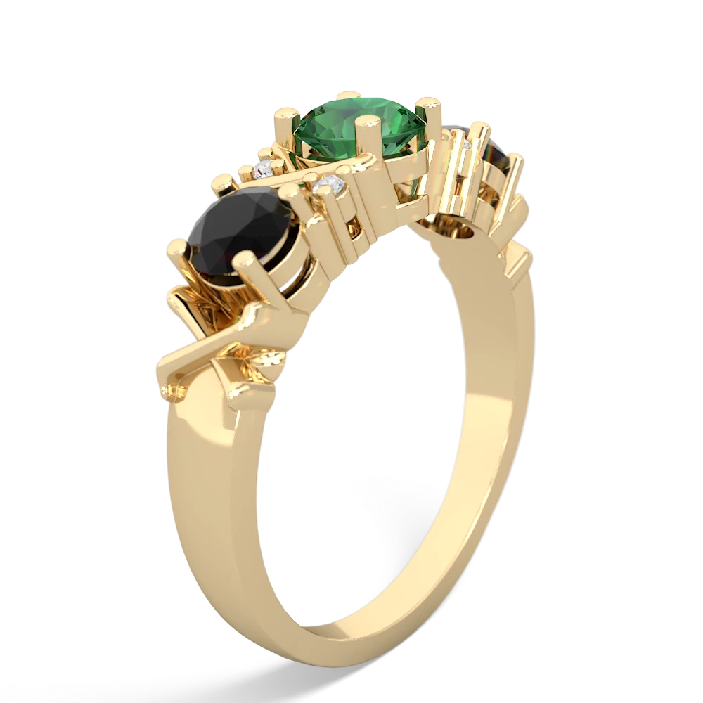 Lab Emerald Hugs And Kisses 14K Yellow Gold ring R5016