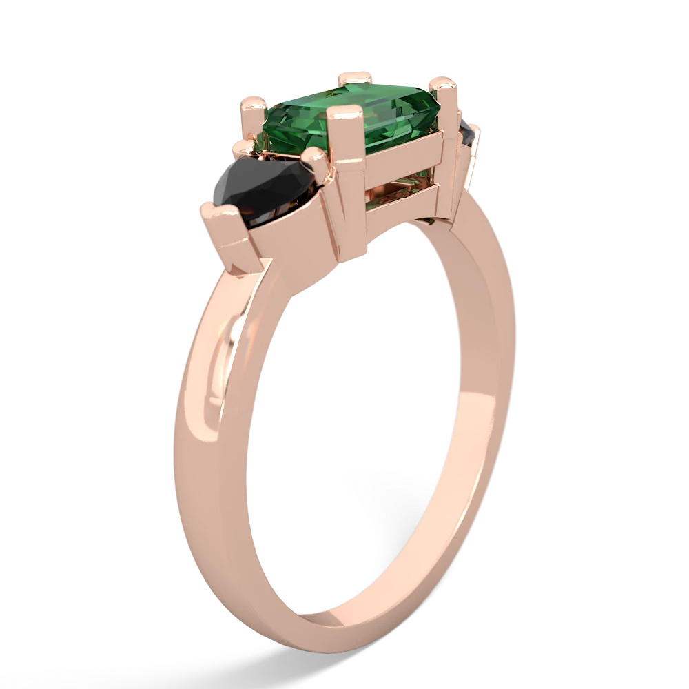 Lab Emerald Three Stone 14K Rose Gold ring R5235