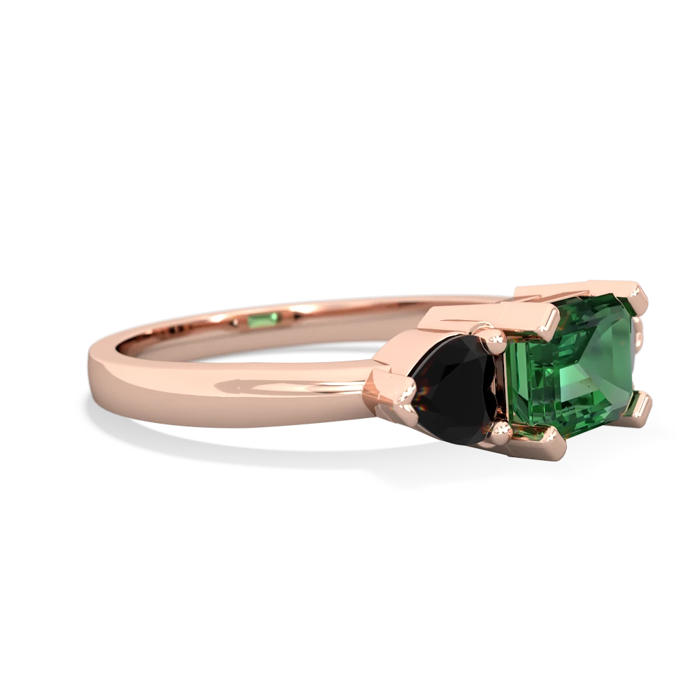 Lab Emerald Three Stone 14K Rose Gold ring R5235