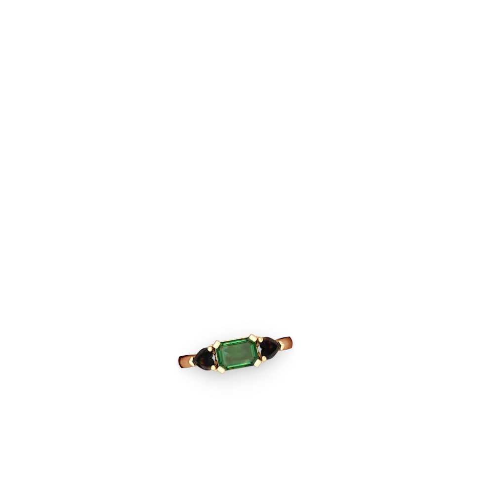 Lab Emerald Three Stone 14K Yellow Gold ring R5235