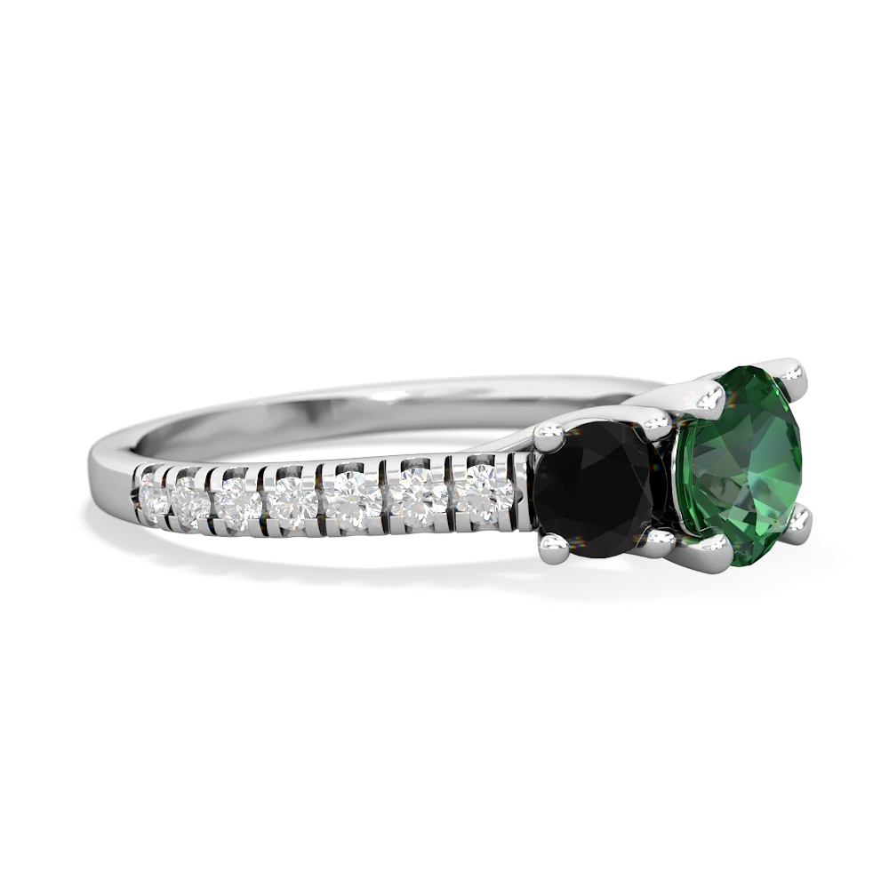 Lab Emerald Pave Trellis 14K White Gold ring R5500