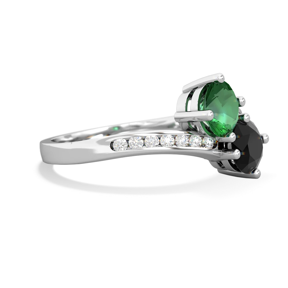 Lab Emerald Channel Set Two Stone 14K White Gold ring R5303