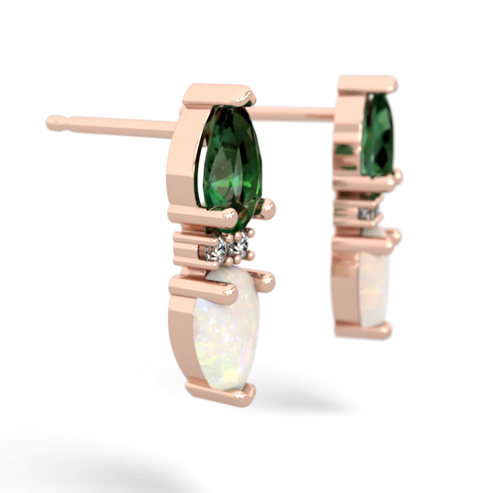 Lab Emerald Bowtie Drop 14K Rose Gold earrings E0865