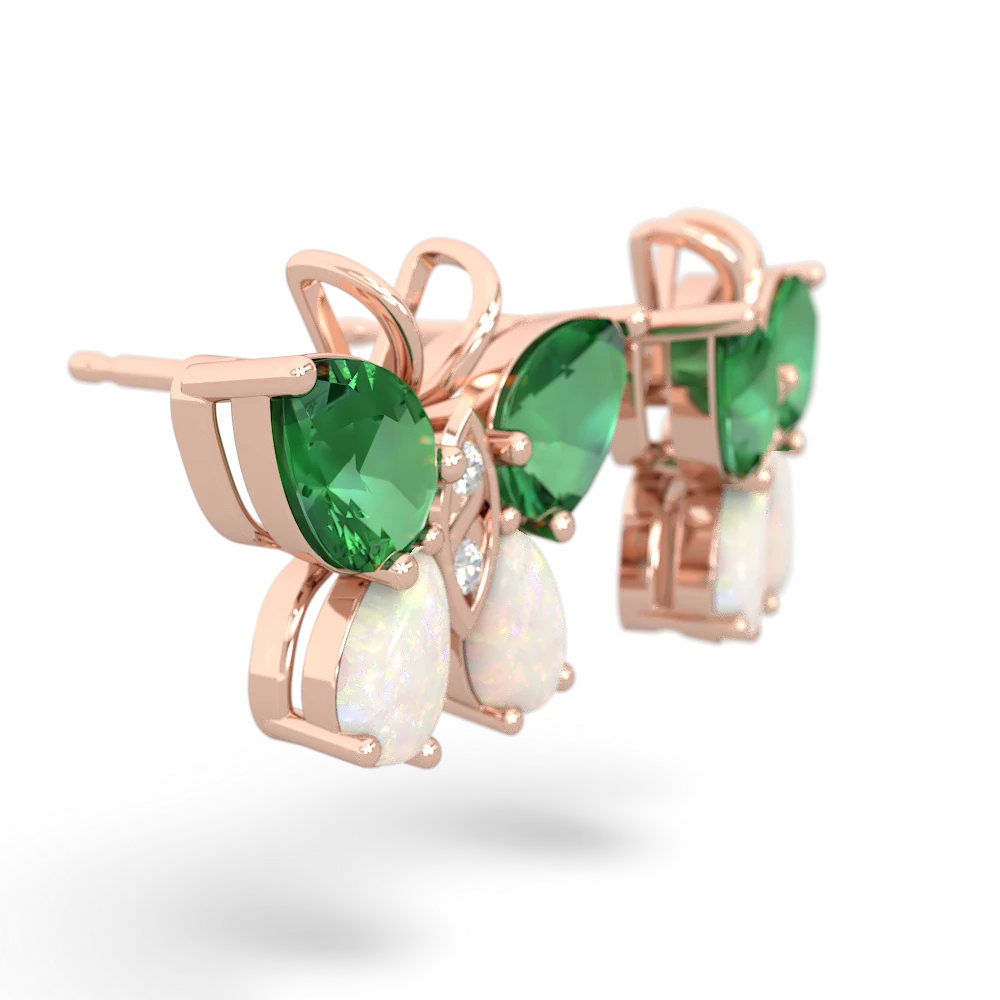 Lab Emerald Butterfly 14K Rose Gold earrings E2215