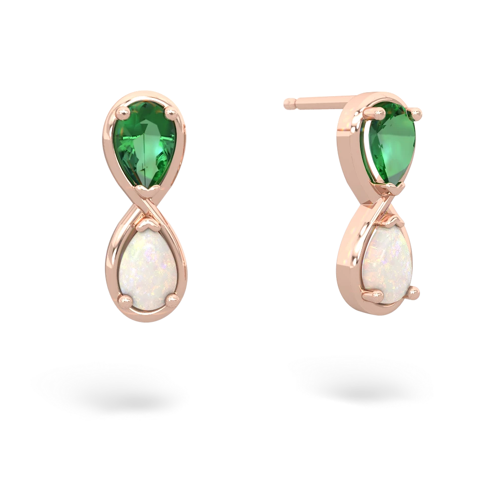 Lab Emerald Infinity 14K Rose Gold earrings E5050