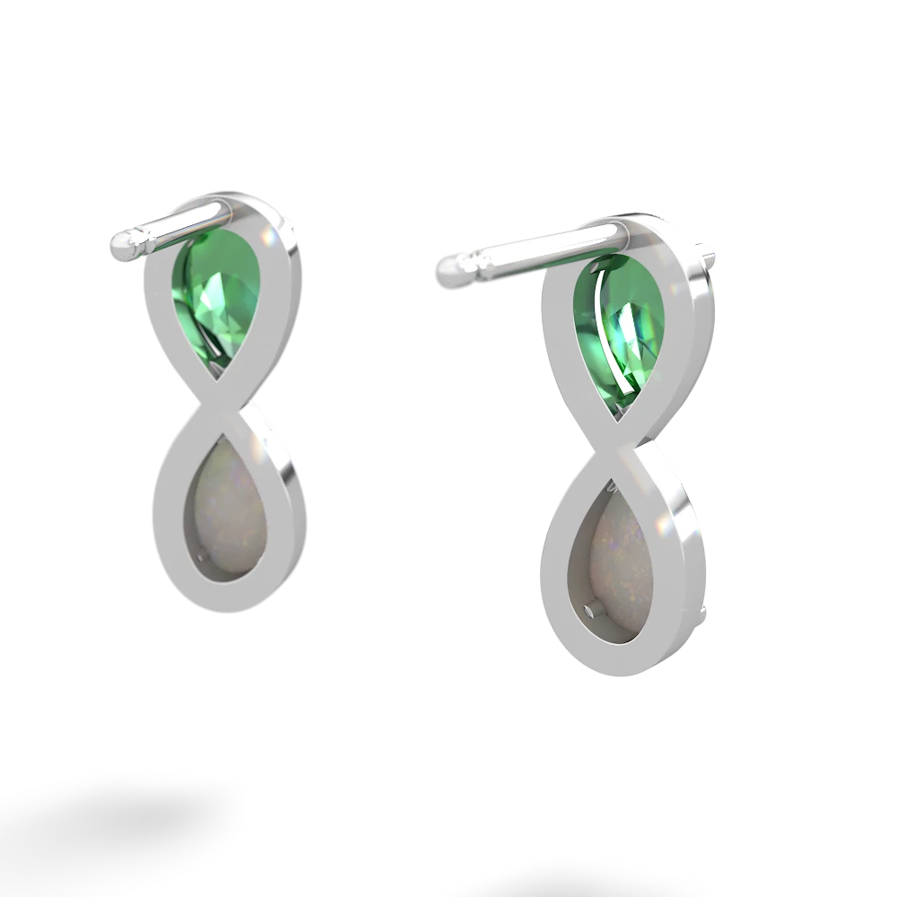 Lab Emerald Infinity 14K White Gold earrings E5050