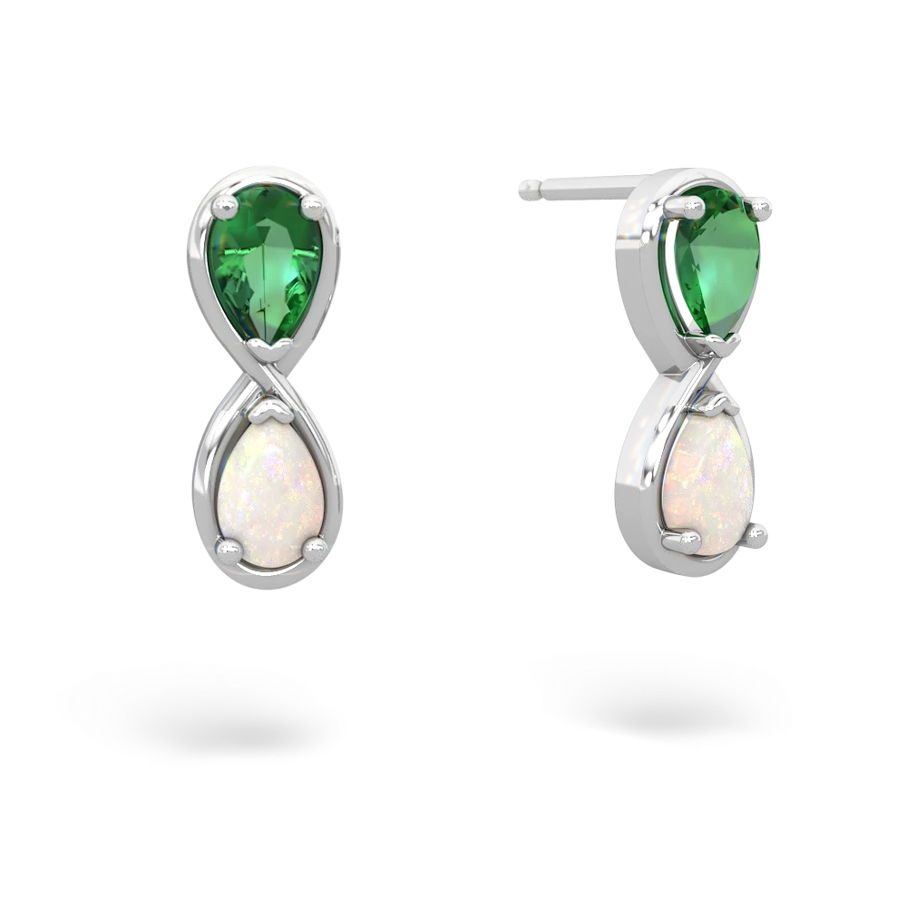 Lab Emerald Infinity 14K White Gold earrings E5050