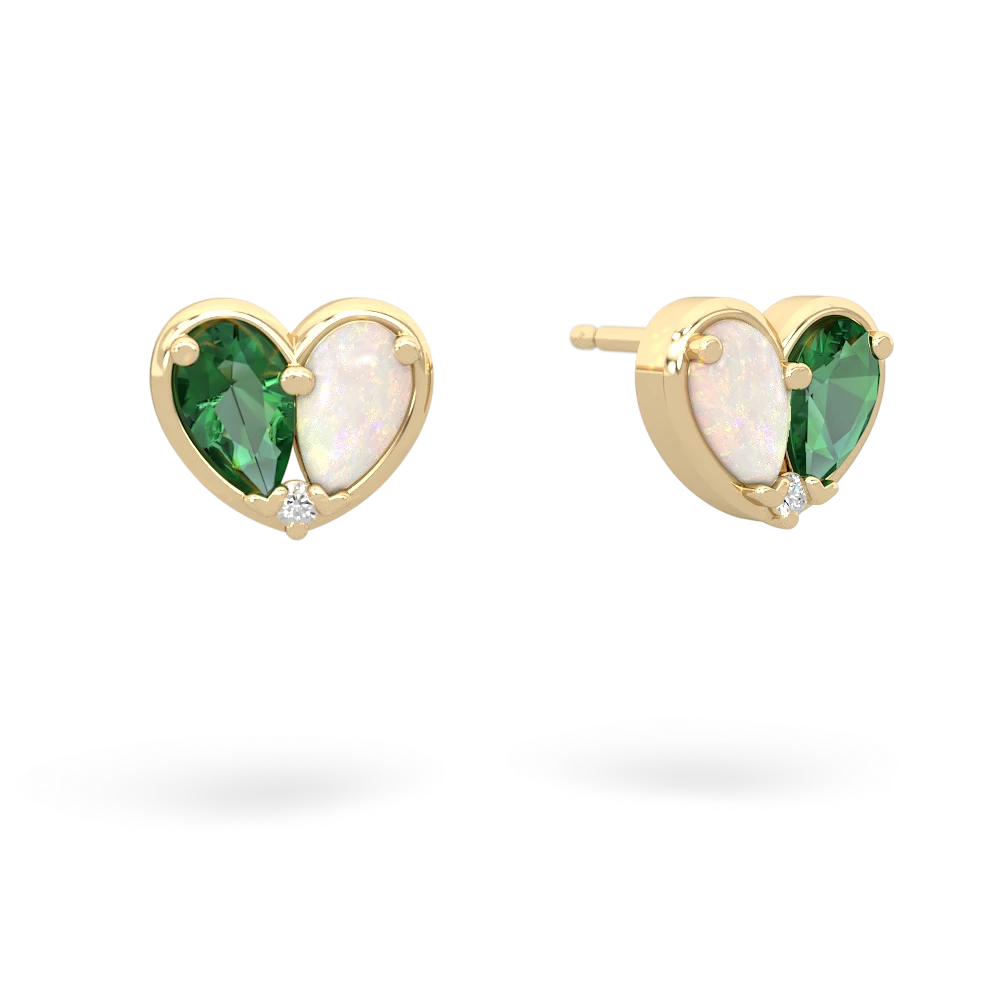 Lab Emerald 'Our Heart' 14K Yellow Gold earrings E5072
