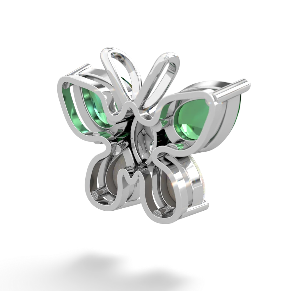 Lab Emerald Butterfly 14K White Gold pendant P2215