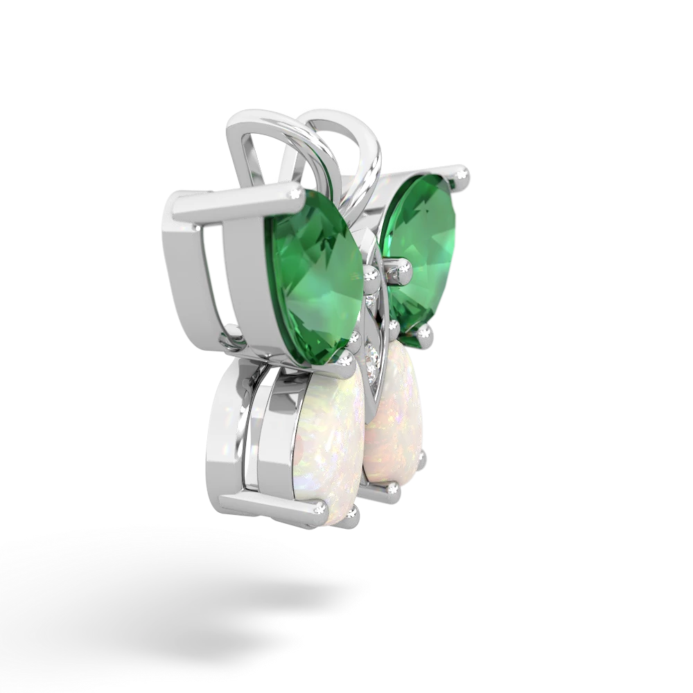 Lab Emerald Butterfly 14K White Gold pendant P2215