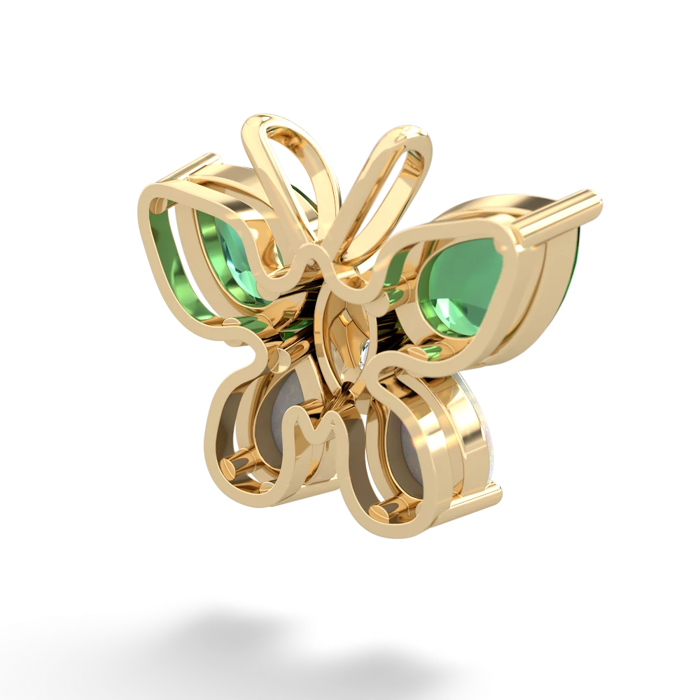 Lab Emerald Butterfly 14K Yellow Gold pendant P2215