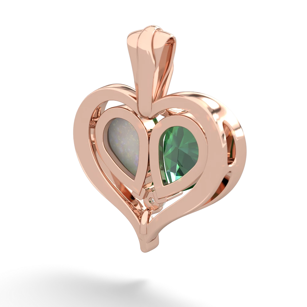 Lab Emerald Two Become One 14K Rose Gold pendant P5330