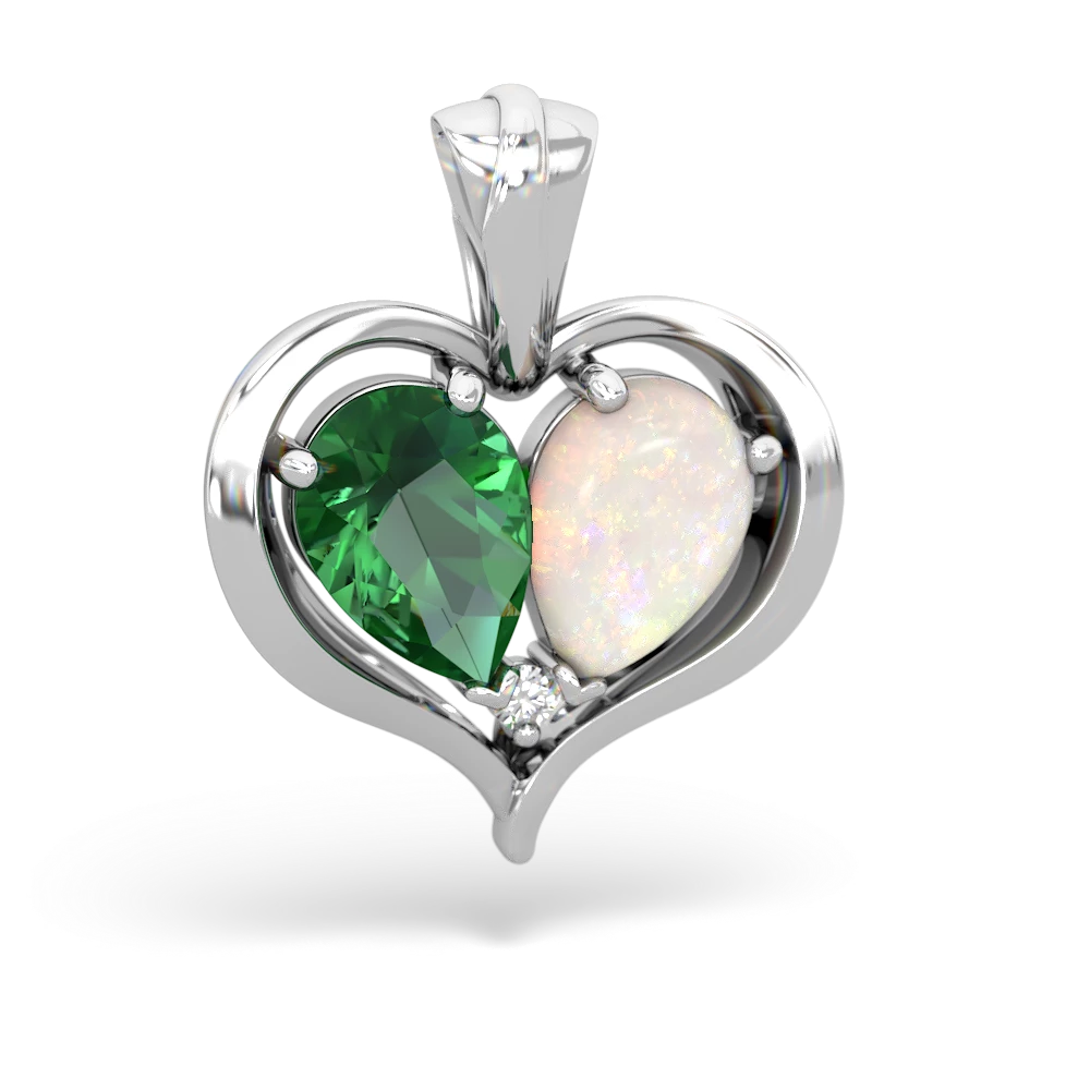 Lab Emerald Two Become One 14K White Gold pendant P5330