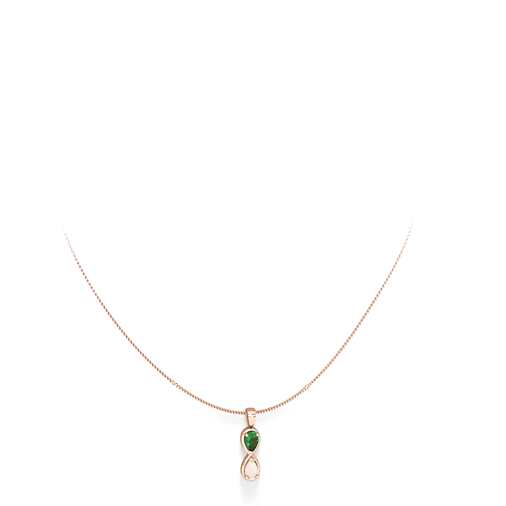 Lab Emerald Infinity 14K Rose Gold pendant P5050