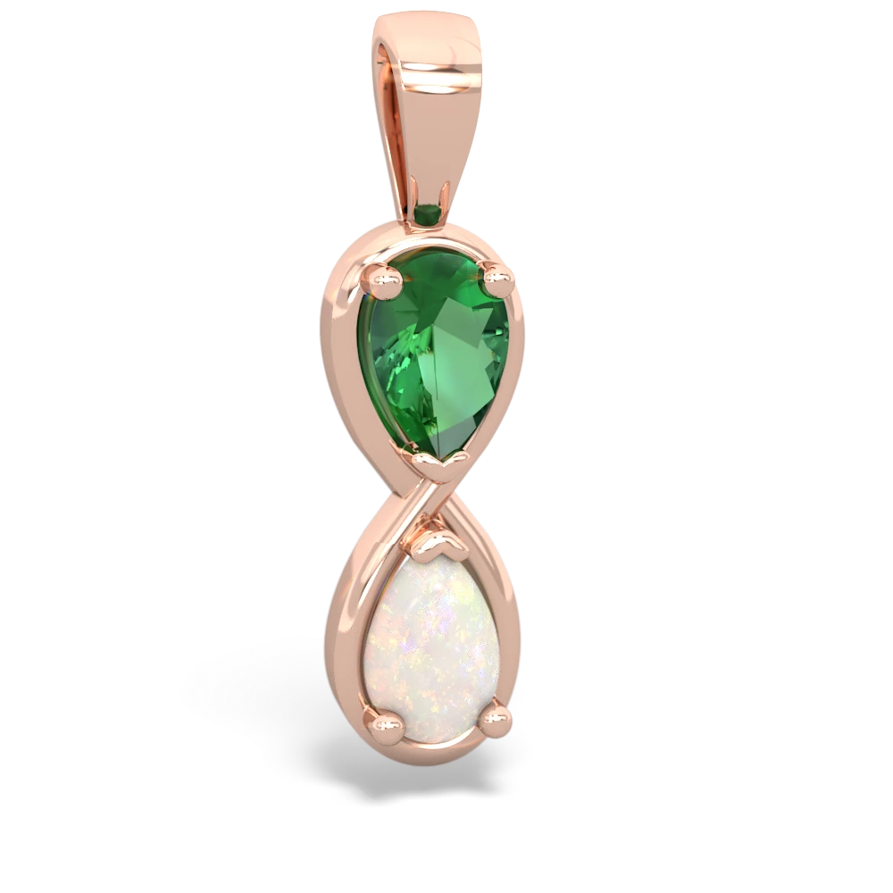 Lab Emerald Infinity 14K Rose Gold pendant P5050