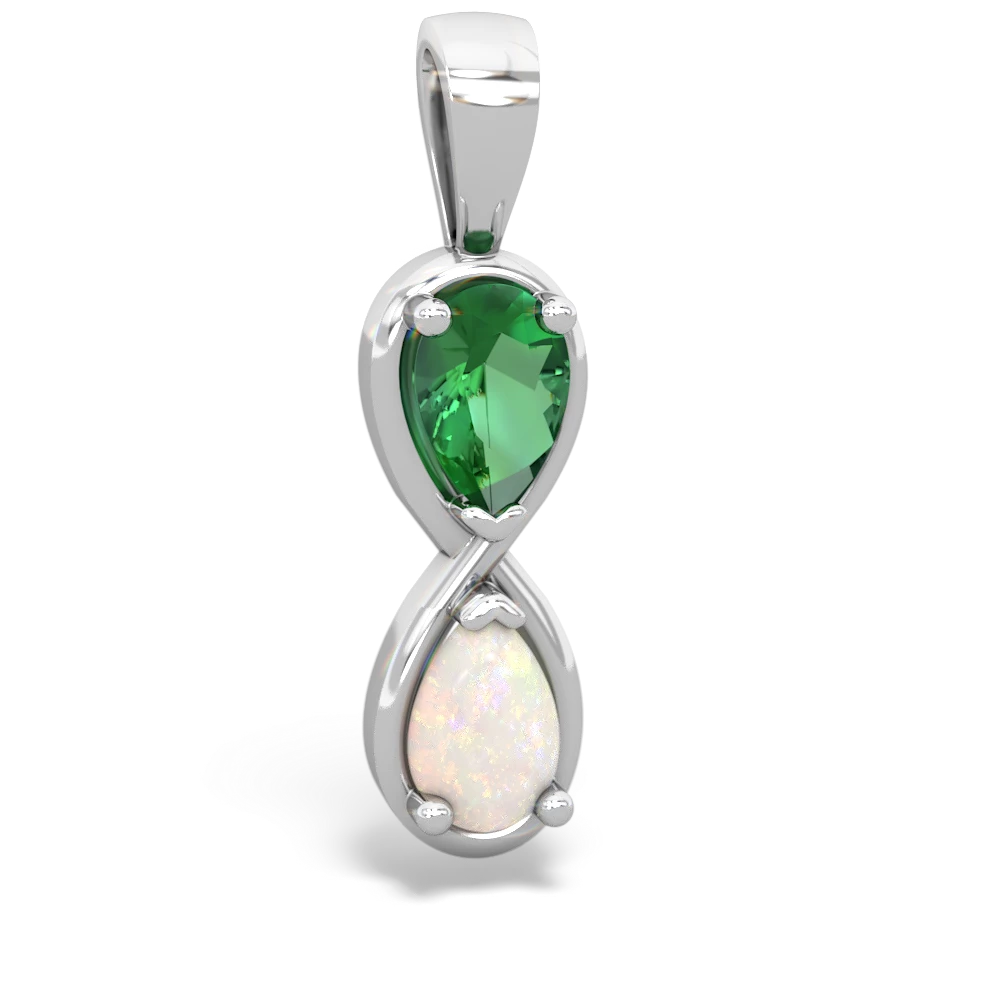 Lab Emerald Infinity 14K White Gold pendant P5050