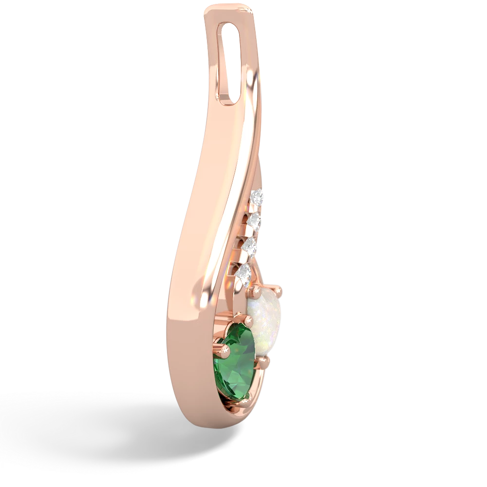 Lab Emerald Keepsake Curves 14K Rose Gold pendant P5450