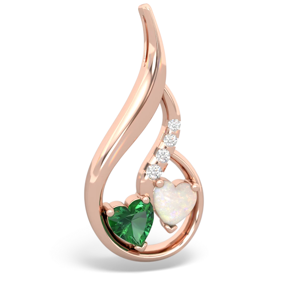 Lab Emerald Keepsake Curves 14K Rose Gold pendant P5450