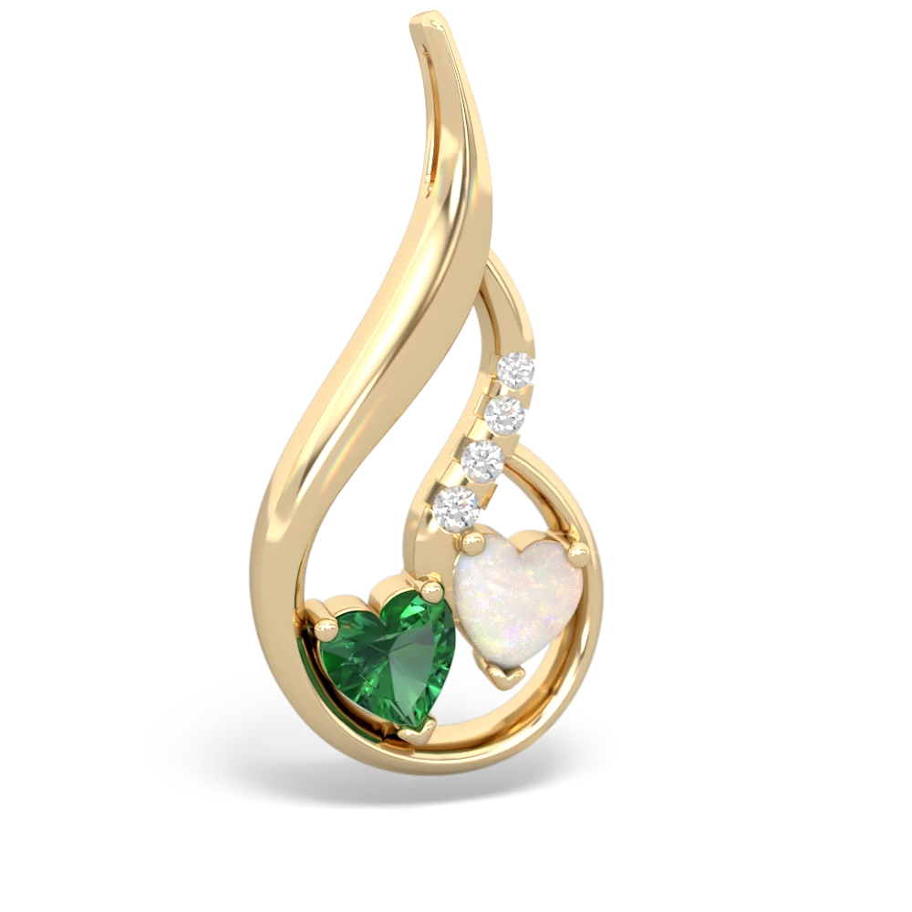 Lab Emerald Keepsake Curves 14K Yellow Gold pendant P5450