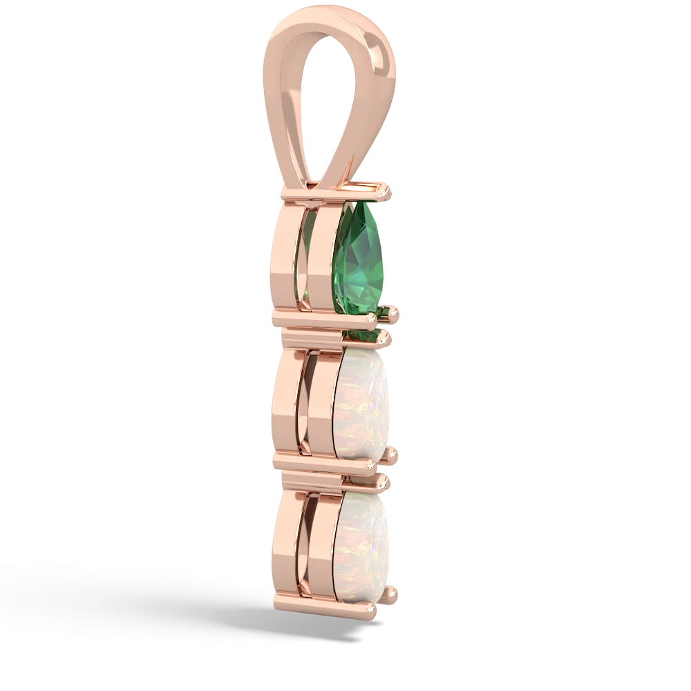 Lab Emerald Dew Drops 14K Rose Gold pendant P2251