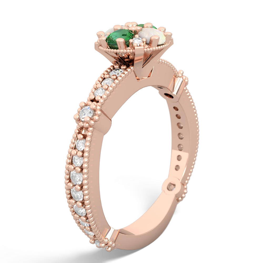 Lab Emerald Sparkling Tiara Cluster 14K Rose Gold ring R26293RD