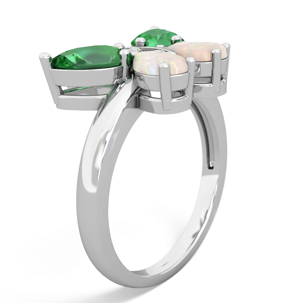 Lab Emerald Butterfly 14K White Gold ring R2215