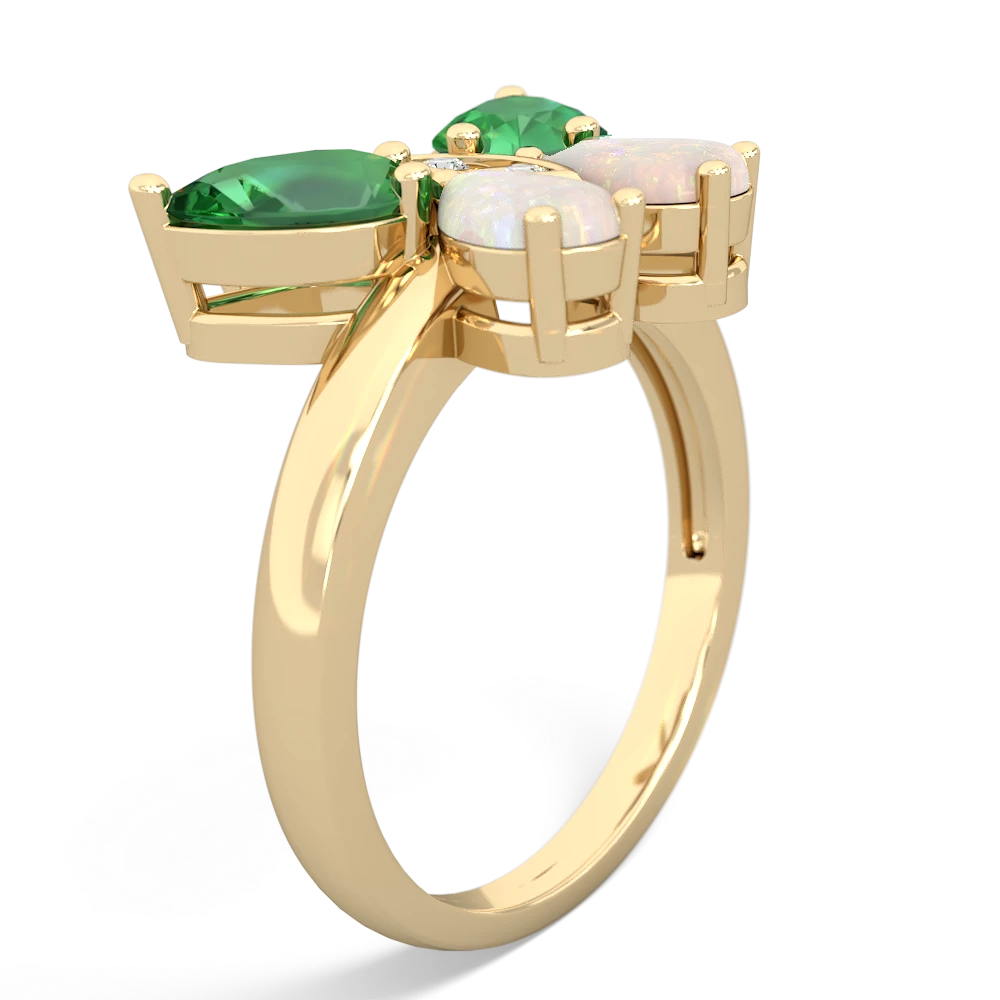 Lab Emerald Butterfly 14K Yellow Gold ring R2215