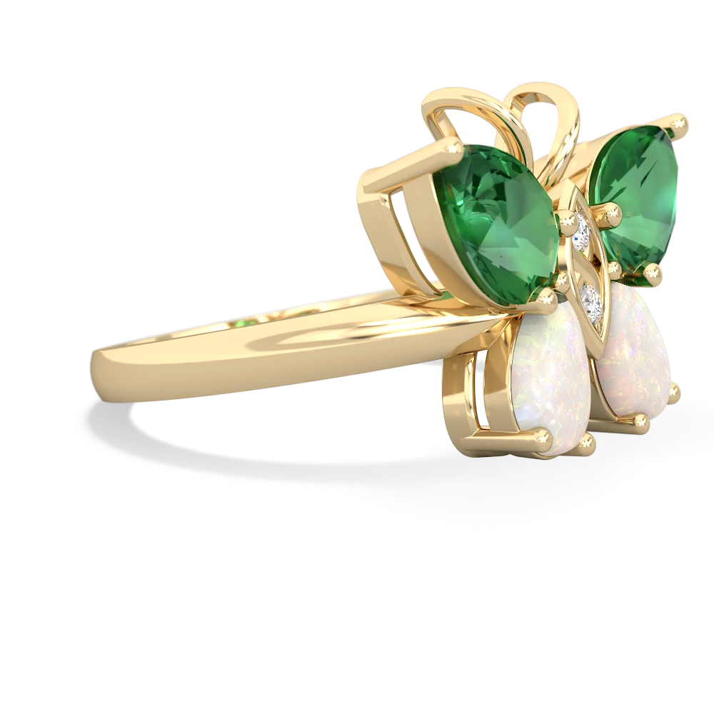 Lab Emerald Butterfly 14K Yellow Gold ring R2215