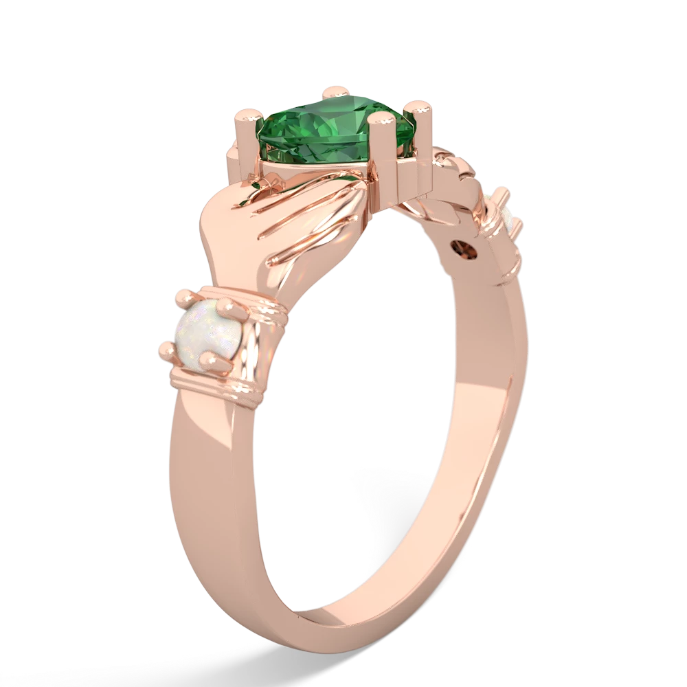 Lab Emerald Claddagh Keepsake 14K Rose Gold ring R5245