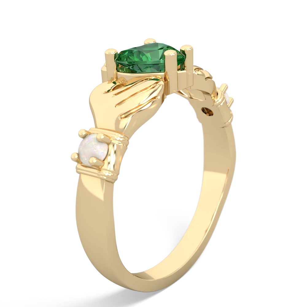 Lab Emerald Claddagh Keepsake 14K Yellow Gold ring R5245