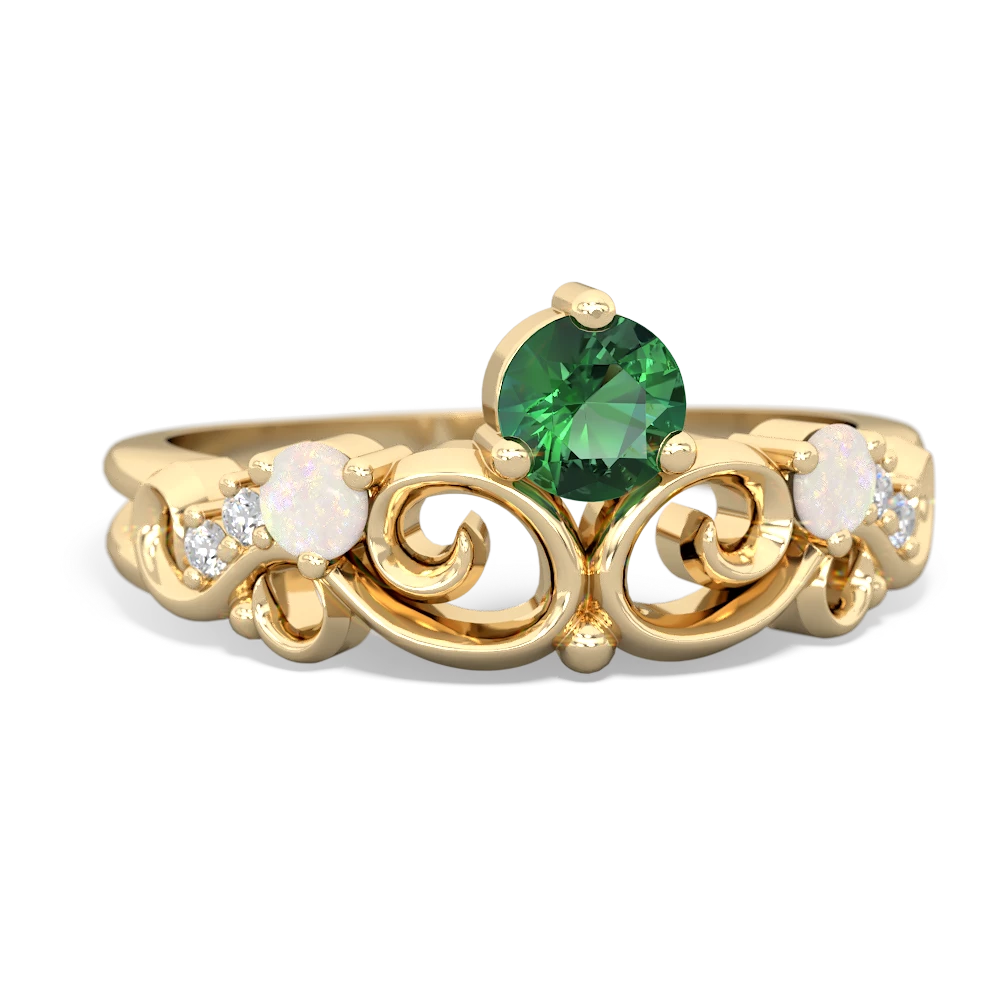 Lab Emerald Crown Keepsake 14K Yellow Gold ring R5740