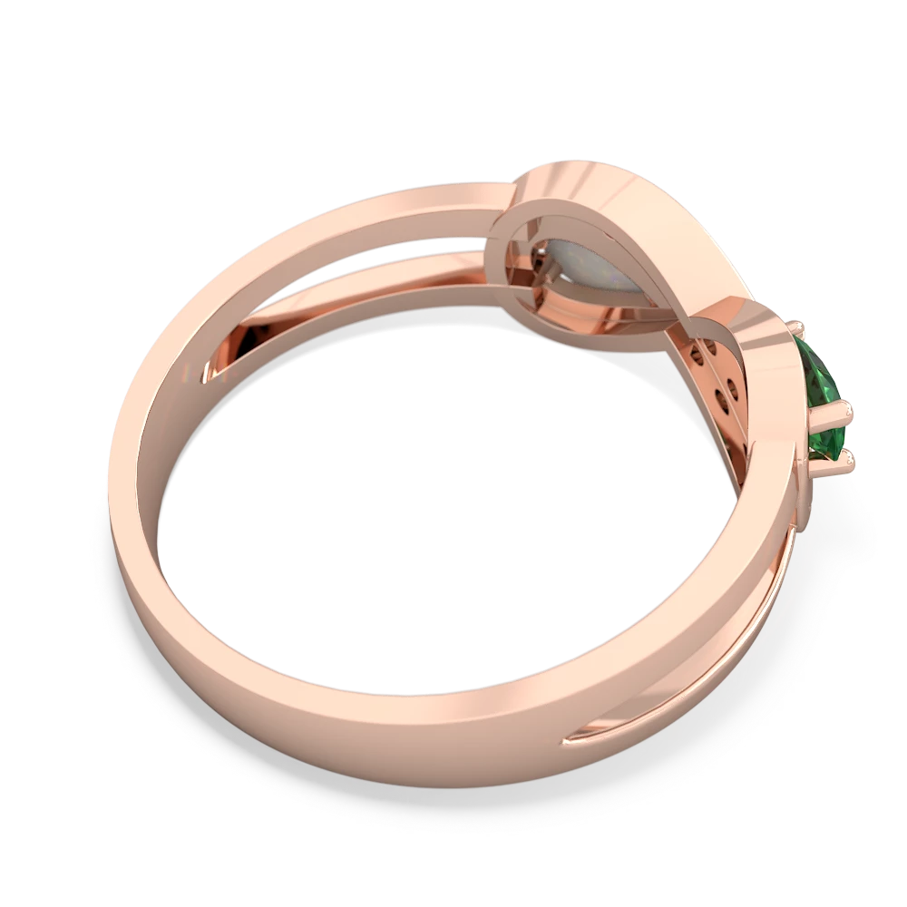 Lab Emerald Diamond Infinity 14K Rose Gold ring R5390