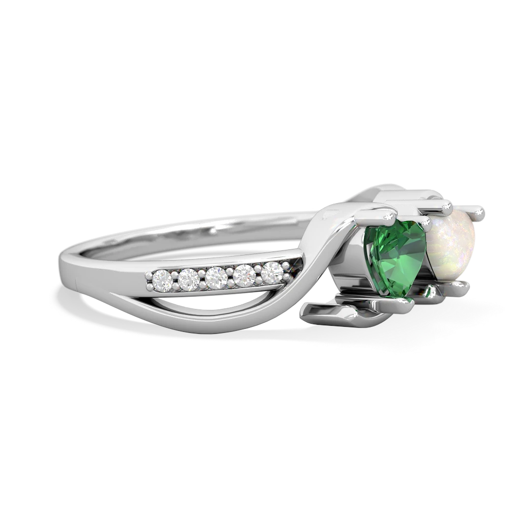 Lab Emerald Side By Side 14K White Gold ring R3090