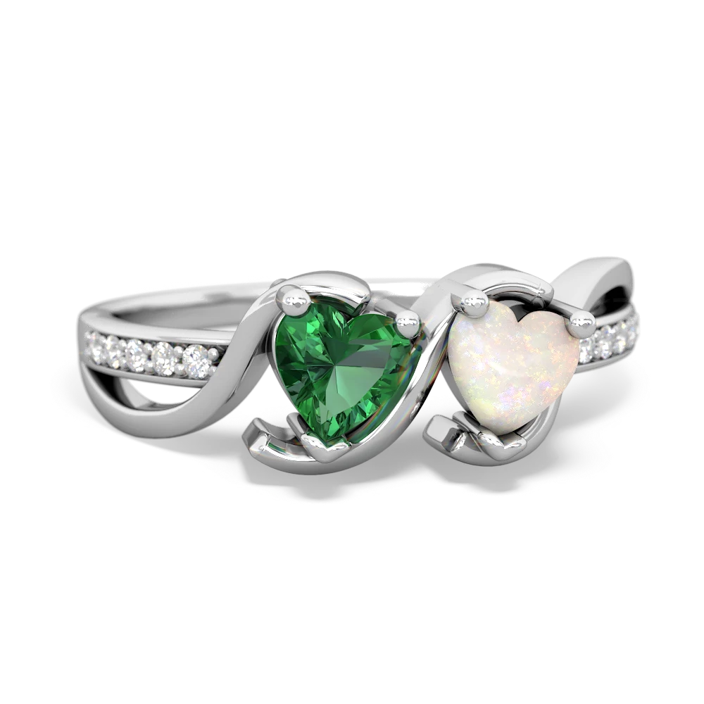 Lab Emerald Side By Side 14K White Gold ring R3090