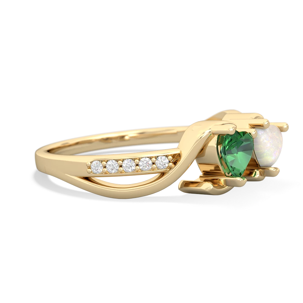 Lab Emerald Side By Side 14K Yellow Gold ring R3090