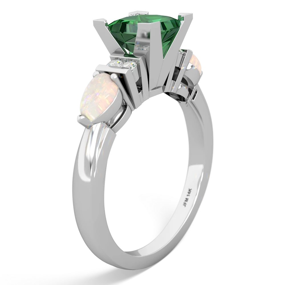 Lab Emerald 6Mm Princess Eternal Embrace Engagement 14K White Gold ring C2002