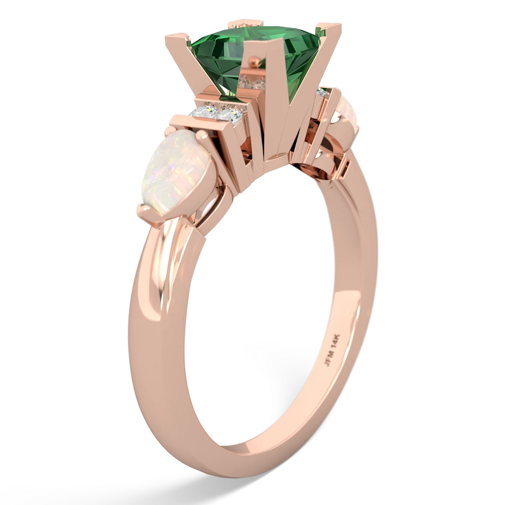 Lab Emerald 6Mm Princess Eternal Embrace Engagement 14K Rose Gold ring C2002