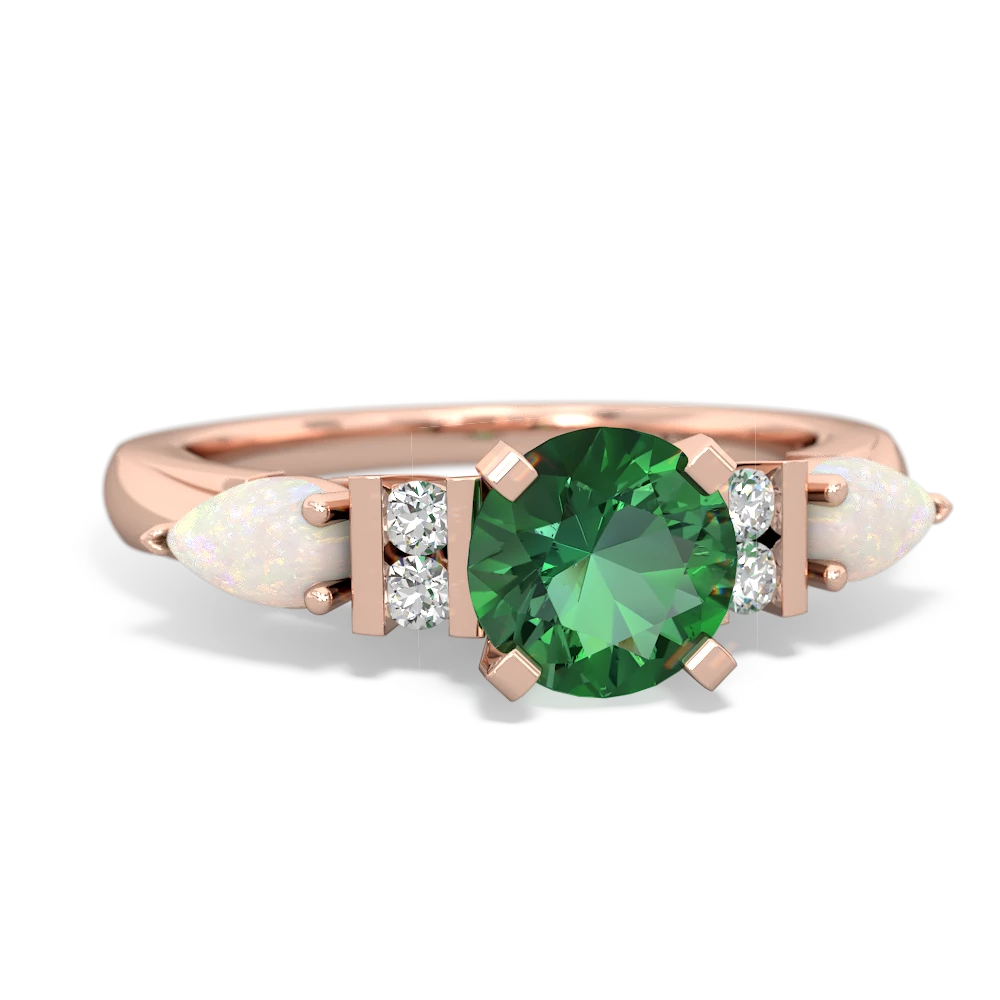 Lab Emerald 6Mm Round Eternal Embrace Engagement 14K Rose Gold ring R2005