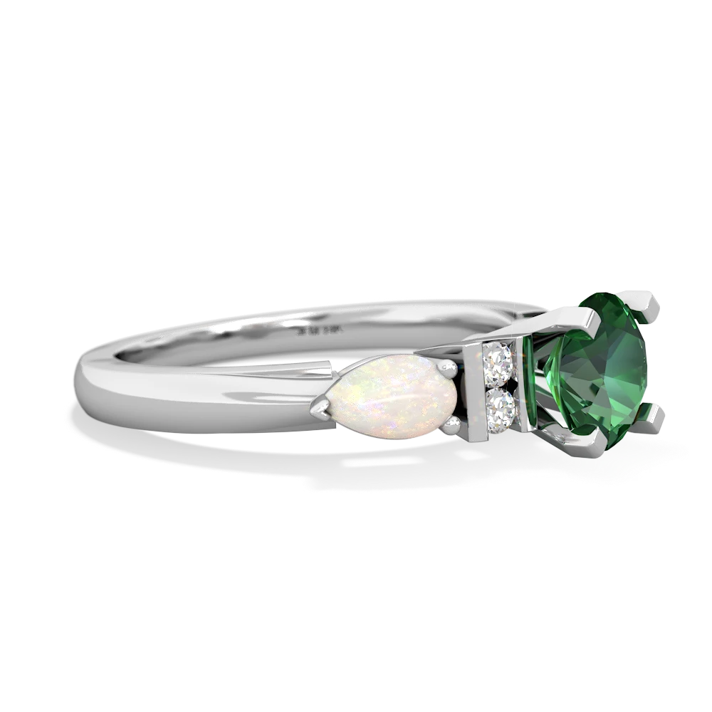 Lab Emerald 6Mm Round Eternal Embrace Engagement 14K White Gold ring R2005