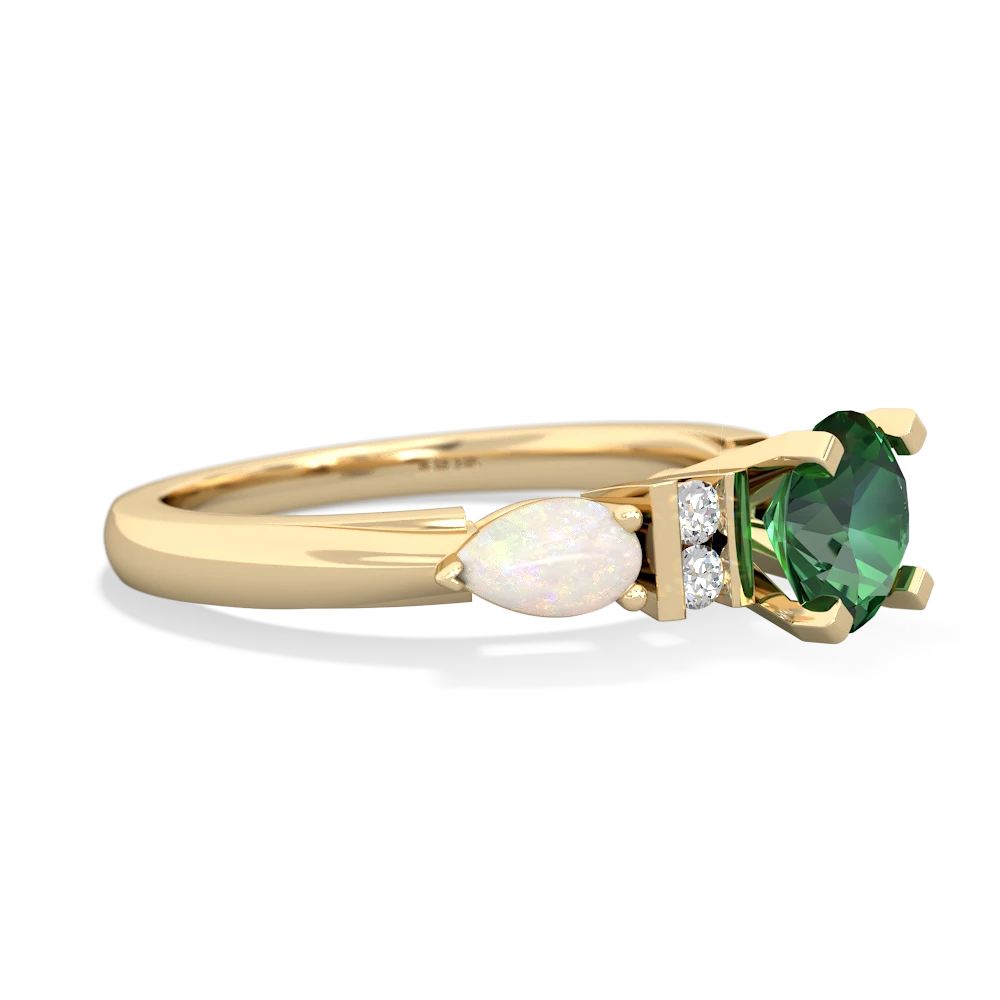 Lab Emerald 6Mm Round Eternal Embrace Engagement 14K Yellow Gold ring R2005