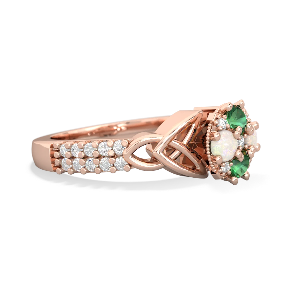 Lab Emerald Celtic Knot Cluster Engagement 14K Rose Gold ring R26443RD