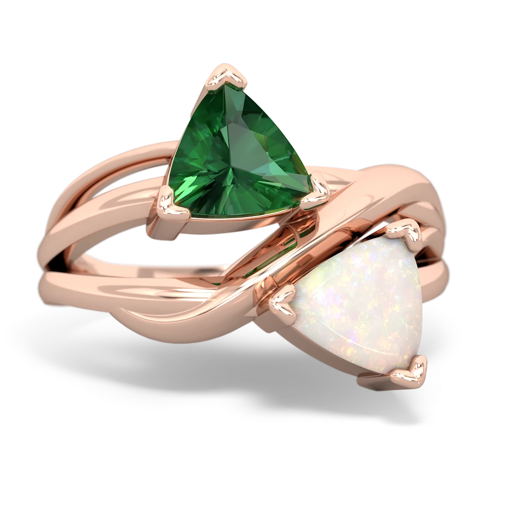 Lab Emerald Split Band Swirl 14K Rose Gold ring R2341