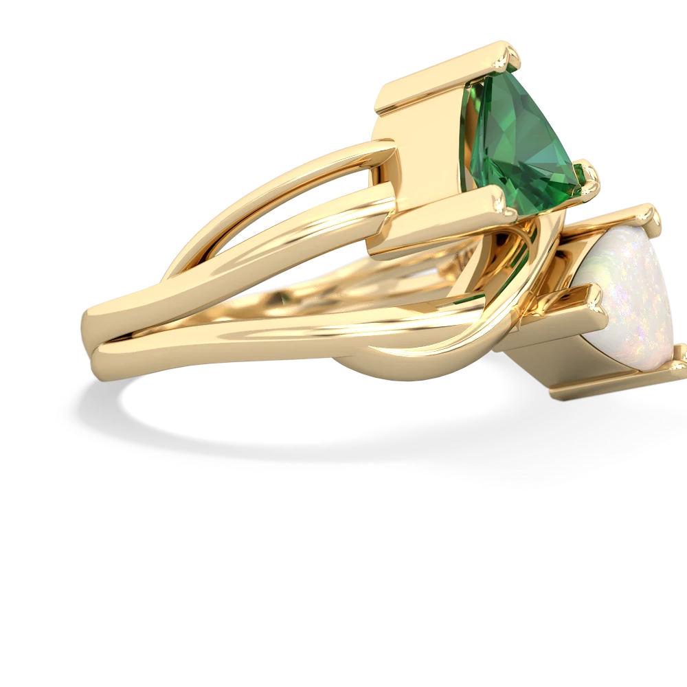 Lab Emerald Split Band Swirl 14K Yellow Gold ring R2341