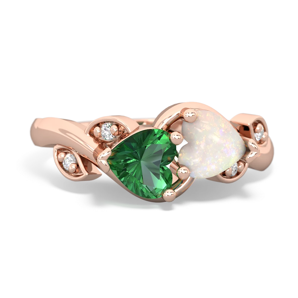 Lab Emerald Floral Elegance 14K Rose Gold ring R5790