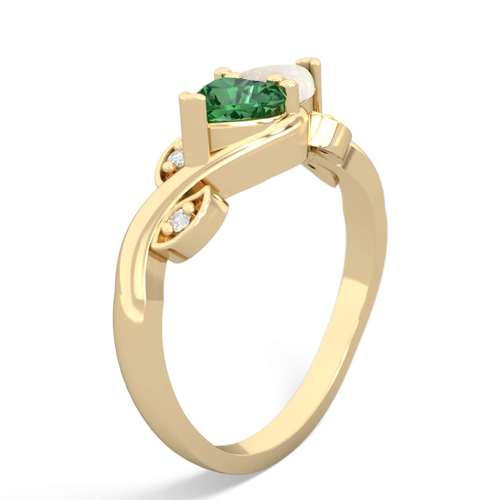 Lab Emerald Floral Elegance 14K Yellow Gold ring R5790