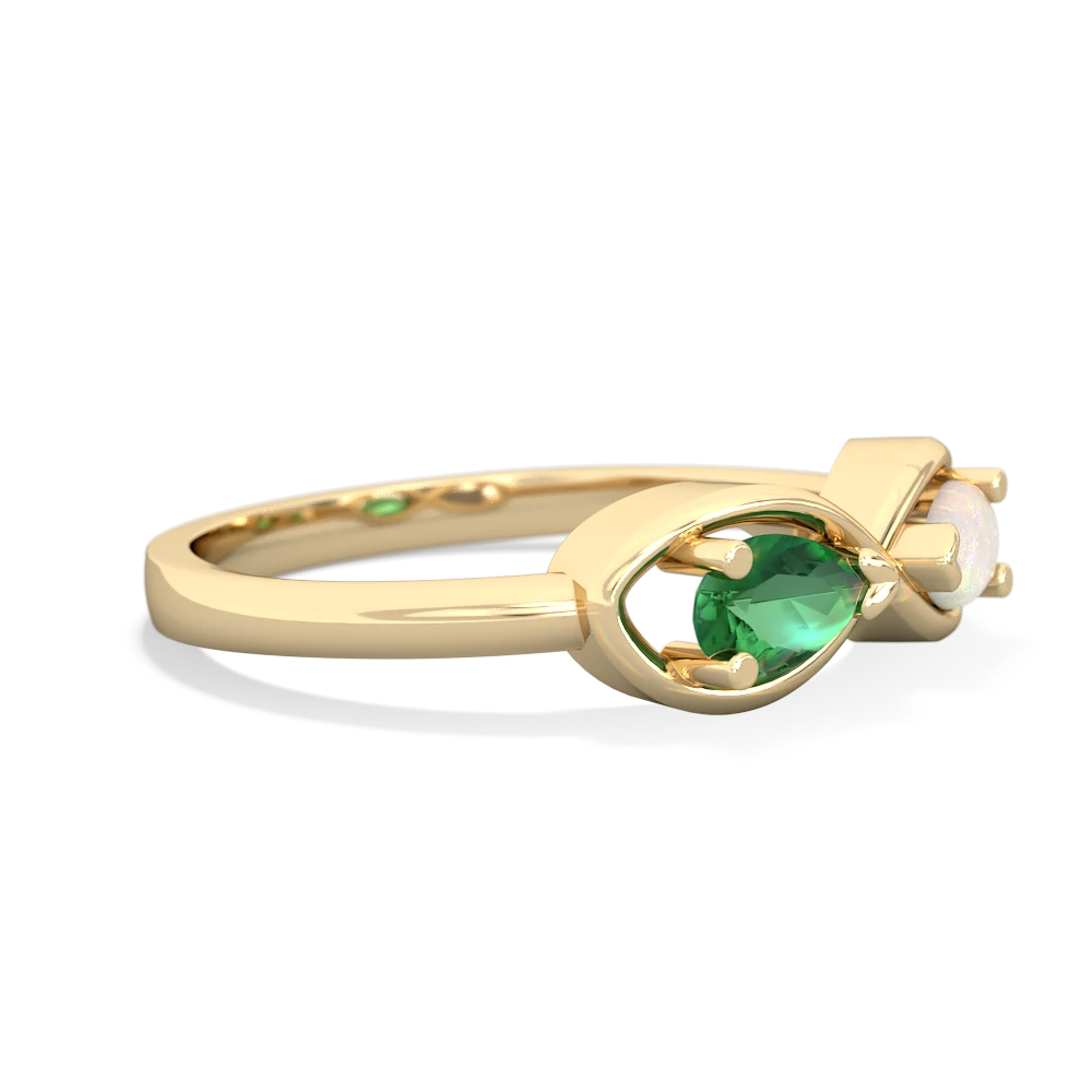 Lab Emerald Infinity 14K Yellow Gold ring R5050